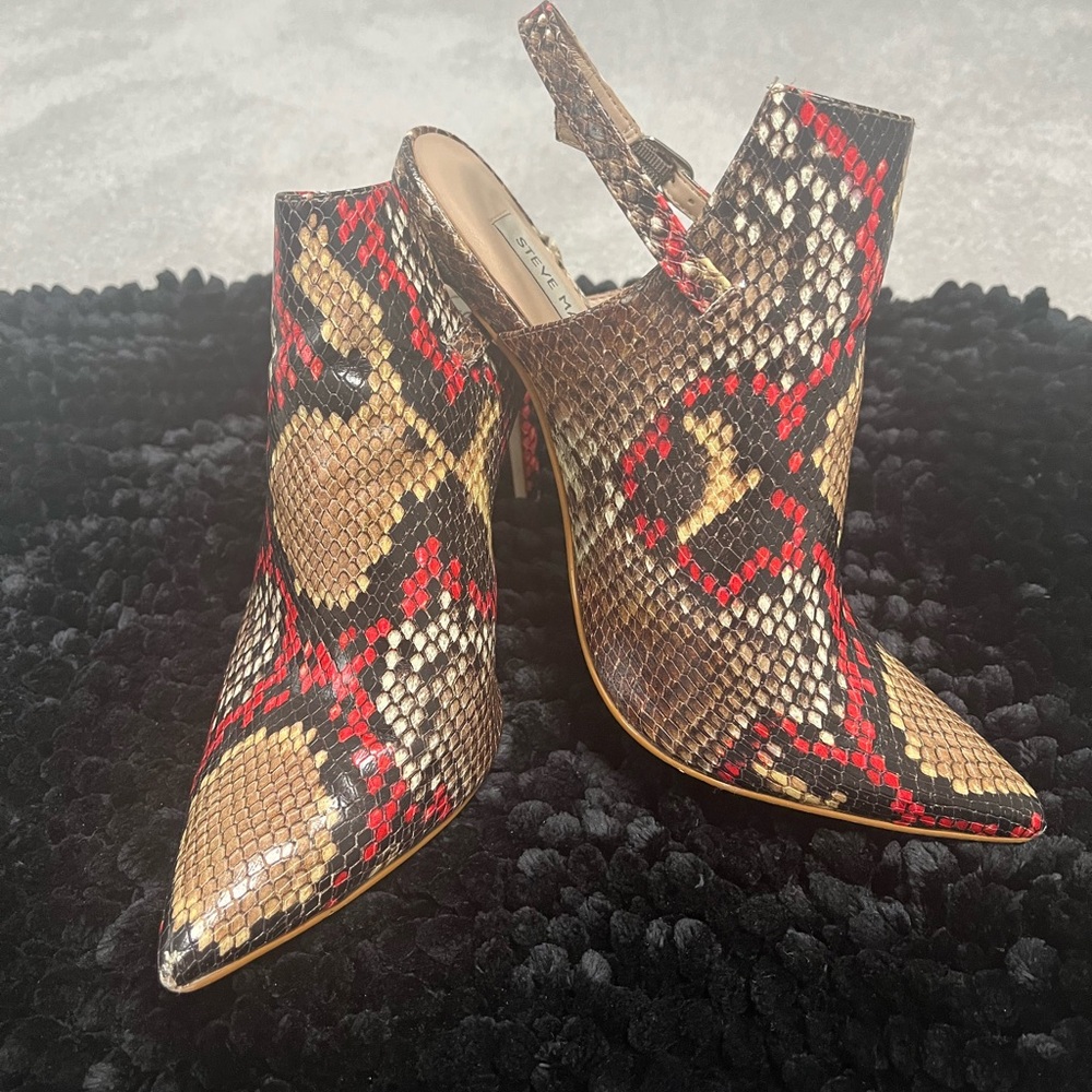 Steve Madden Red and Brown Snakeskin Heeled Boots